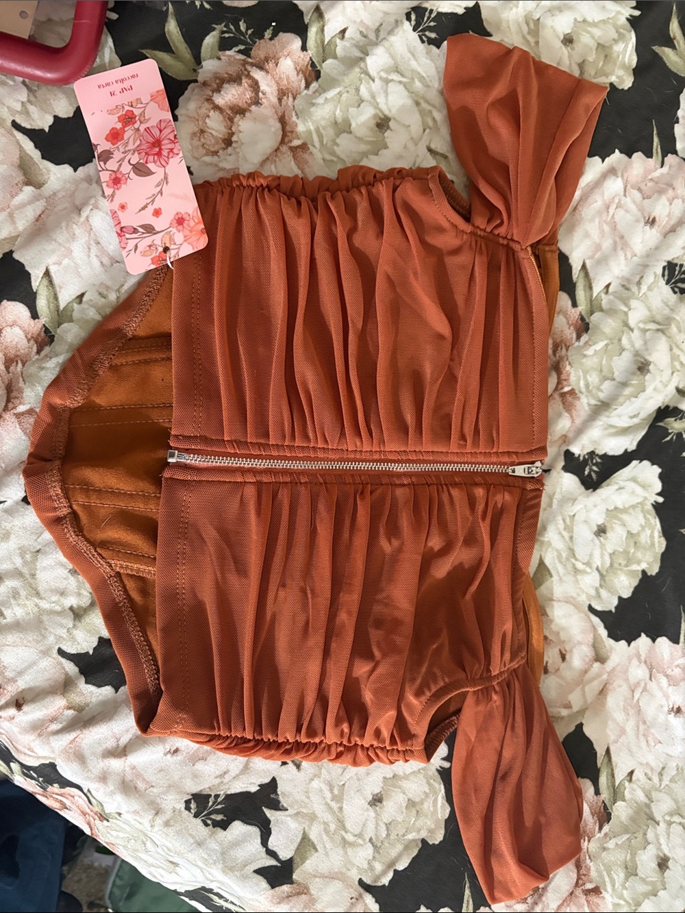 Rust Off-Shoulder Top - Picture 2 of 3